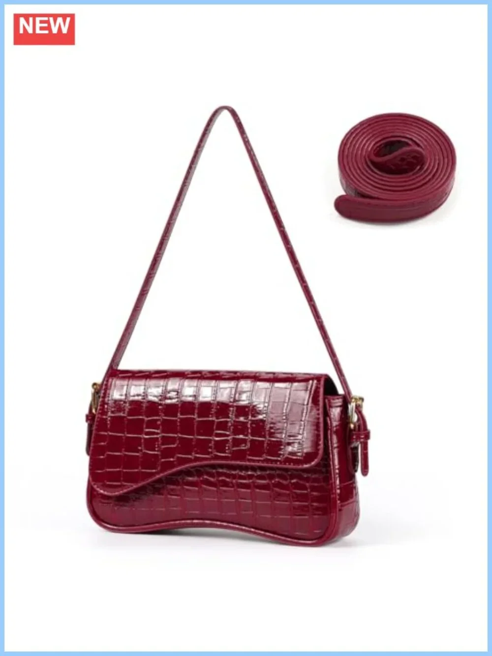 PU Leather Hobo Shoulder Bag Crossbody Clutch Purse with Adjustable Strap